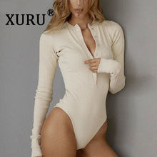 XURU  autumn and winter new long-sleeved pit air eye piece briefs women's casual solid color knit bottoming tights 2024 - compre barato