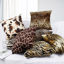 Free Shipping Custom 45x45 / 60x60cm Short Plush Leopard Print Cushion Cover Living Room Sofa Bed Decorative Pillow Cover 2024 - buy cheap