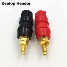 2 peças conector adaptador de poste de ligação em latão banhado a ouro vermelho e preto concha de plástico 4mm 2024 - compre barato