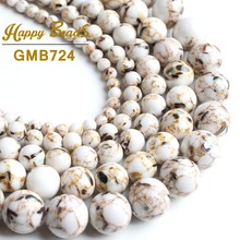 White Shell Turquoises Synthesis Stone Beads Round Loose Spacer Beads 15''Strand 4/6/8/10/12mm For Jewelry Making DIY Bracelets 2024 - buy cheap