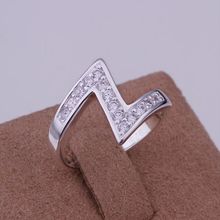 Luxury Pretty Silver Plated Rings Wholesale Free Shipping Charm Christmas Gifts Fashion Jewelry inlaid stone Z-shaped Rings 2024 - buy cheap