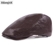 XdanqinX 2019 Autumn Men's PU Leather Cap Simple Berets Elegant Women's Faux Leather Hat Adjustable Size Couple Hat Snapback Cap 2024 - buy cheap