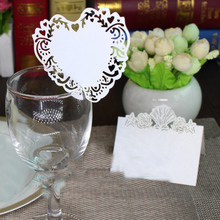 50pcs/lot White Hollowed Heart Laser Cut Wedding Invitation Wine Glass Cup Paper Cards Card Souveris Party Wedding Decoration 2024 - buy cheap