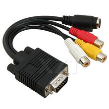 Newest Hot VGA Male to S-Video 3 RCA Jack Female Composite AV TV Out Adapter Converter Video Cable for PC HDTV 2024 - buy cheap