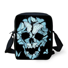 Fashion Butterfly Punk Skull Messenger Bags Mini Satchels Boys Girls Shoulder Bags Crossbody Bags Travel Totes Bolsa ELVISWORDS 2024 - buy cheap