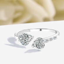 Dainty anel de zircônia em forma de coração, enfeite de strass, anéis de amor, joia de dedo de metal dourado 2024 - compre barato