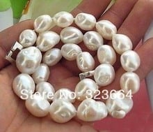 HUGE 17" 18MM WHITE BAROQUE FRESHWATER PEARL NECKLACE SILVER 2024 - buy cheap