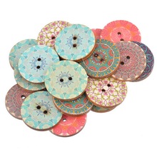 50PCs National  Pure Wood Buttons Craft Scrapbooking Decoration Buttons 25mm Sewing Accessories Random Mixed 2024 - buy cheap