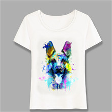 Camiseta com cor brilhante e arte em aquarela da alemanha, camiseta feminina com design personalizável para cachorros e garotas, camiseta casual e branca 2024 - compre barato