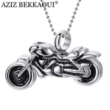 Colar com pingente de motocicleta masculino aziz bekkaoui, colar de aço inoxidável com letras logotipo diy, joias de moda unissex 2024 - compre barato