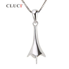 CLUCI 925 High Quality Flower Bud Pendant Accessary for Pearl Jewelry Making Sterling Silver Flower Charms Jewelry SP135SB 2024 - buy cheap