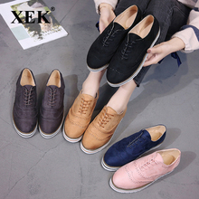 Xek sapatos de plataforma casual feminino, nova moda de primavera tamanho grande 35-43, sola grossa e plataforma baixa, sapatos casuais femininos zll655, nova, 2019 2024 - compre barato