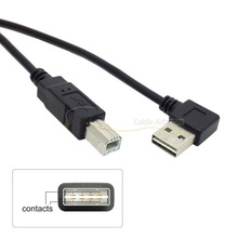 Двухсторонние контакты левый + правый угол 90 градусов USB 2,0 Тип A штекер в B Мужской адаптер конвертер принтер HDD корпус кабель 1 м 2024 - купить недорого