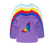 Camiseta de algodão estampa de lobo com animais, roupas para crianças para primavera, camisetas para bebês meninos e meninas 2024 - compre barato