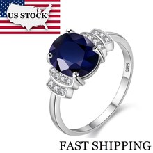 Uloveido-Anillo de plata de primera ley y circón azul oscuro para mujer, sortija de compromiso, plata esterlina 925, Circonia cúbica, zirconia, circonita, zirconita, circón, con caja, 20%, CJ008 2024 - compra barato