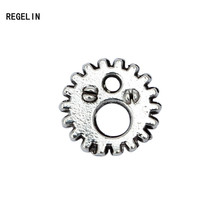 REGELIN Punk Wheel Gear-colgante de doble agujero, accesorio de color plateado antiguo, apto para collar Retro, fabricación de joyas, 50 unids/lote, 12mm 2024 - compra barato