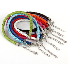 4MM 100pcs Braided Bracelet pu Leather Cord With Lobster Clasp Mix Weave String Jewelry Accessories Materials To Make bangles 2024 - buy cheap