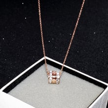 YUN RUO 2020 New Rose Gold Color Fashion Black White Crystal Roman Pendant Necklace Titanium Steel Jewelry Woman Gift Never Fade 2024 - buy cheap