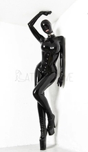 Sexy Full Body Black Women's Latex Catsuit Rubber Hood Open Mouth with Crotch Zipper 2024 - buy cheap