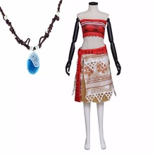 Cosplay Moana  Princess Costume Dress With Necklace Halloween Cosplay Costume 2024 - buy cheap