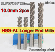 10*80*10D*135mm  2pcs/set  4flutes SWT HSS-AL Longer End Mill Processing: steel Free shipping 2024 - buy cheap