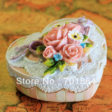 Fashion Resin Jewelry Case trinket box Heart Shaped Flower design gift jewel box 2024 - buy cheap