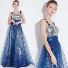 New arrival sequines blue floor length lady girl women princess bridesmaid banquet party ball dress gown 2024 - buy cheap