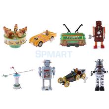11 Styles Vintage Mechanical Clockwork Wind Up Walking Robot/Roadster Vehicle Car/Carousel Metal Collectable Tin Toy Kids Gift 2024 - buy cheap
