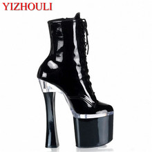 Hot 2018 fashion sexy ladies high heel platform ankle boots, winter boots and women's thick black bottom shoes 18cm 2024 - buy cheap