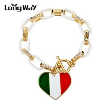 LongWay 2019 Gold Color Link Plastic Bracelets Bangles IT Flag Heart Cabochon Charm Women Bracelets Jewelry Sbr150390 2024 - buy cheap