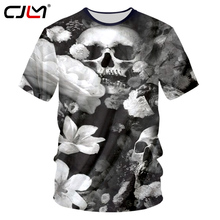 CJLM Men's Hip Hop O Neck Short Sleeve Pullovers Tshirts Man Cool Print White Flowers Skulls 3d T-shirts Homme Fitness Tee Shirt 2024 - buy cheap