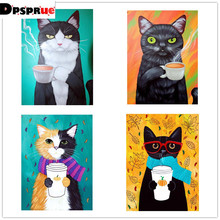 Dpsprue Full Square/Round 5D Diy Diamond Painting Cross Stitch "Animal Cat" Diamond 3D Embroidery Mosaic Home Decor Gift 001 2024 - buy cheap