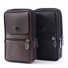 Outdoor Fashion Vertical PU Leather Men Waist Pack Portable Zip Coin Purse Phone Bag Fanny Pack Pocket Mini Belt Waist Bags 2024 - buy cheap