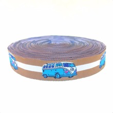NEW wholesale 5/8" 16 mm and 7/8" 10yards/lot 100%Polyester Woven Jacquard Ribbon blue with bus KTZD15102104 2024 - buy cheap