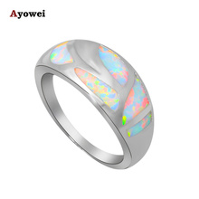 Wholesale & Retail High Quality White Fire Opal Silver Stamped Party Fashion Jewelry Rings USA sz #6#7#8#9#10 OR774A 2024 - buy cheap