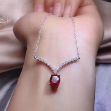 exquisite red ruby gem necklace 925 silver women collarbone necklace fine jewelry natural gem birtyday party anniversary gift 2024 - buy cheap