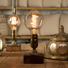 Luces LED de mesa industriales Vintage con interruptor de atenuación, Bombilla Edison, lámpara de escritorio de madera, para el hogar Decoración Retro, regalo de arte creativo, luz nocturna 2024 - compra barato