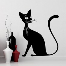 3D наклейки на стену с животными, домашний декор для гостиной, черная кошка, наклейки, украшение, виниловая роспись YY013 2024 - купить недорого