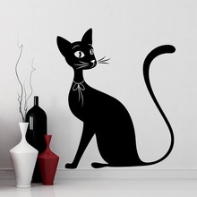 Adesivos de parede 3d de animais decoração para sala de estar decalques de gato preto decoração mural de arte de vinil yy013 2024 - compre barato