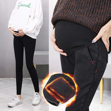 Plus Velvet Maternity Pants Imitation Denim Winter Fashion Pregnancy Clothes Pregnant Outwear Trousers Warm For Women Leggings 2024 - buy cheap