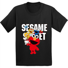 Camiseta 100% algodón con estampado de Barrio Sésamo para niños y niñas, camisa divertida de dibujos animados, ropa informal para bebés, monstruo de galletas y Elmo, GKT274 2024 - compra barato