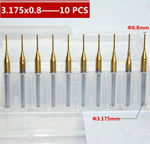 10 peças-3.175mm(1/8 ") * 0.8mm, broca cnc pcb, fresa de extremidade de placa micro pcb, ferramenta cnc de aço de tungstênio revestido de estanho, remoção de chip suave 2024 - compre barato