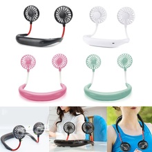 1PCs Portable Fans Hand Free Neckband Fans With USB Rechargeable 1200mA Battery Operated Dual Wind Head 3 Speed Adjustable Fan 2024 - buy cheap