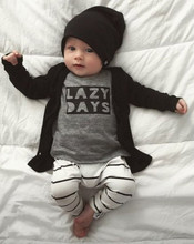 Autumn Fashion Newborn Baby Boy Clothes Cotton Long sleeve Letter T shirt Tops Pants 2Pcs Outfits Infant Clothing Set 2024 - buy cheap