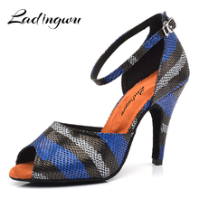 Ladingwu New Brand Latin Dance Shoes Snake texture PU Profession Salsa Shoes Dance Sandals Ballroom Dancing Shoes Soft Bottom 2022 - buy cheap