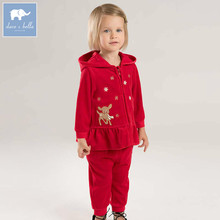 DBZ6297 dave bella/Осенняя модная одежда с капюшоном для маленьких девочек комплекты детской одежды с длинными рукавами детский костюм из 2 предметов 2024 - купить недорого