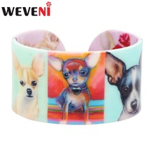 WEVENI Plastic Lovely Chihuahua Dog Bangles Bracelets Indian Fashion Craft Jewelry For Women Girl Ladies Novelty Accessories Pet 2024 - buy cheap