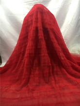 Красная кружевная ткань с вышивкой для свадебного платья, 5 ярдов, Новое поступление 2024 - купить недорого
