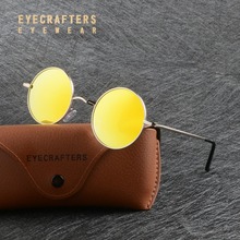 Eyecgolfe de metal steampunk, óculos de sol polarizados redondos para homens e mulheres, óculos de sol espelhado dourado, retrô, vintage 2024 - compre barato