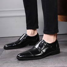 Fashion Black Brown Sapato Masculino Business Oxford Shoes For Men Buckle Strap Mens Dress Shoes Wedding Party Flats Male 2024 - buy cheap